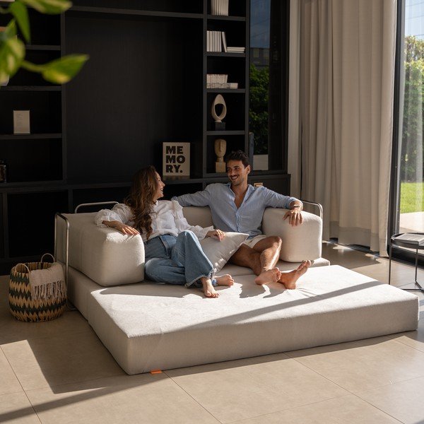 Divano beige allungabile con rivestimento in bouclé 180 cm Bloom – TemaHome-image-4