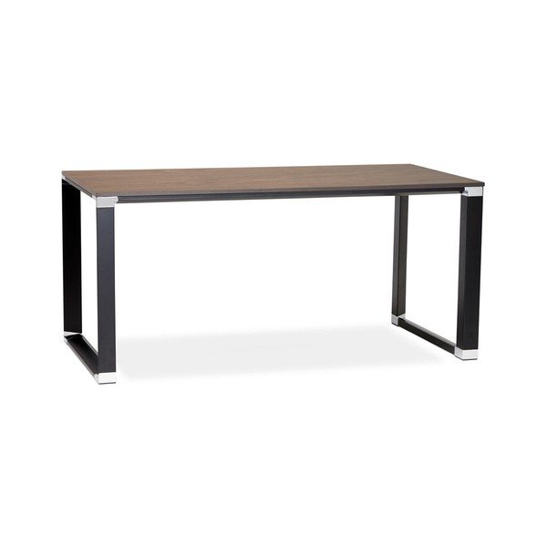 Tavolo da lavoro nero con piano in legno di noce Warner - Kokoon