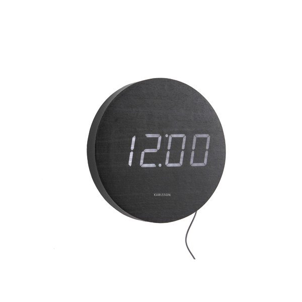 Orologio da parete a LED nero Round - Karlsson