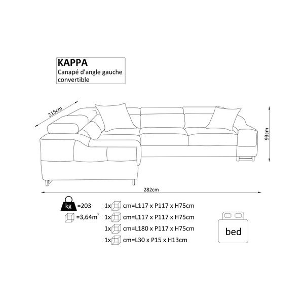 Černá rohová rozkládací pohovka Windsor & Co. Sofas Kappa, levý roh-image-3
