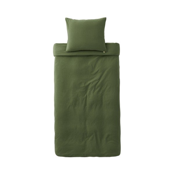 Set copripiumino e federa verde in misto lino per letto singolo 150x200 cm Elly – Ellos Home