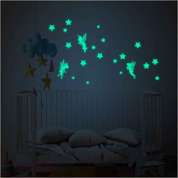 Set di adesivi murali luminosi per bambini Fate e Stelle - Ambiance-image-1