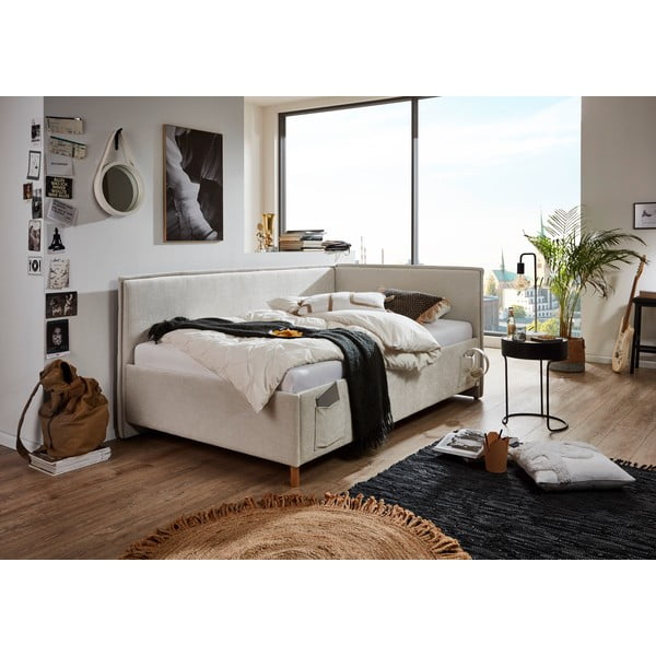 Letto da bambini con sponde beige imbottito rete non inclusa 120x200 cm Fun – Meise Möbel-image-1