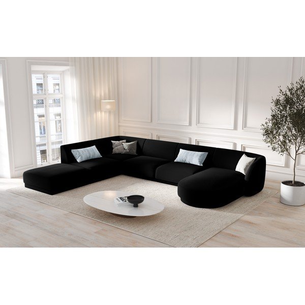 Divano angolare in velluto nero (angolo sinistro) Miley - Micadoni Home-image-1