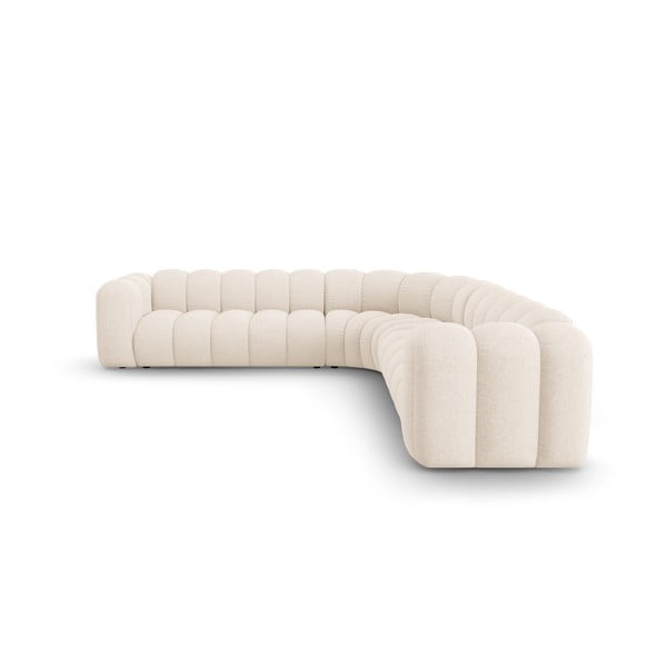 Divano angolare componibile color crema con rivestimento in ciniglia Lupine – Micadoni -image-2