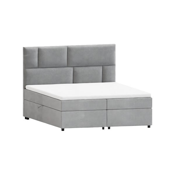 Letto boxspring grigio chiaro con contenitore 140x200 cm Lola - Ropez