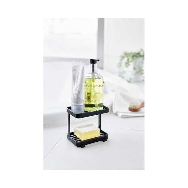 Portasapone a castello nero con vano portaoggetti Tower - YAMAZAKI-image-1