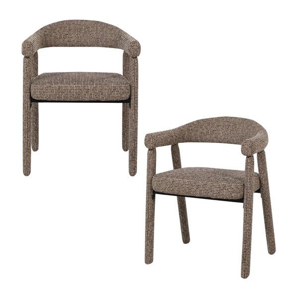 Sedie da pranzo in set marroni imbottito con braccioli 2 pz Sedo – WOOOD
