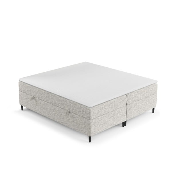 Letto boxspring grigio chiaro con contenitore 200x200 cm Araya - Maison de Rêve