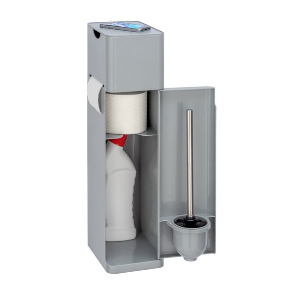 Porta carta igienica grigio con scopino Imon - Wenko-image-3