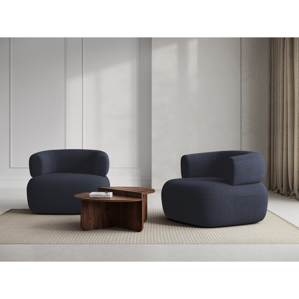 Poltrona bouclé blu scuro Jenny - Micadoni Home-image-1