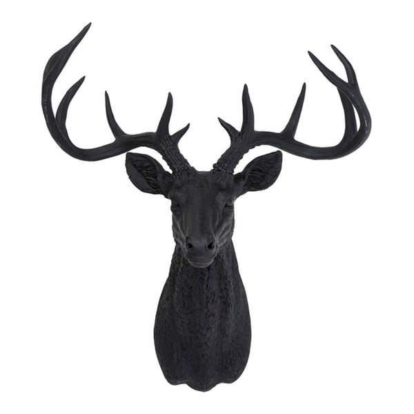 Černá nástěnná dekorace ve tvaru jelena Kare Design Deer, 62 x 93 cm