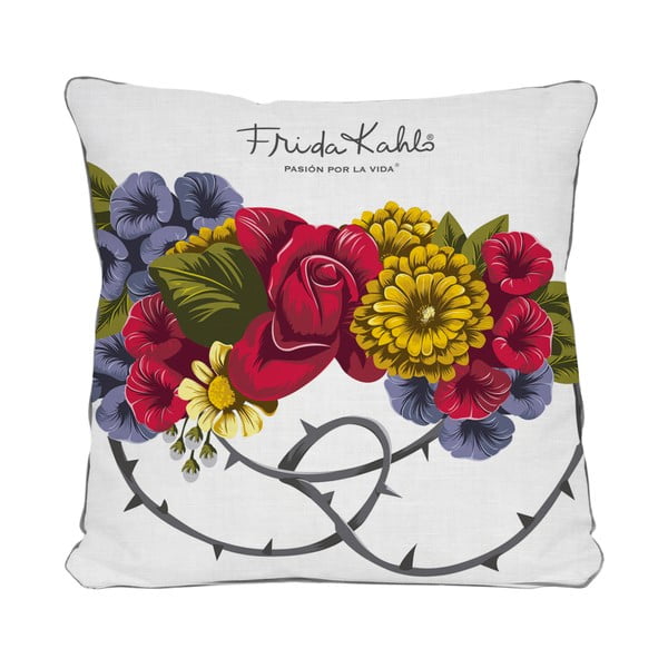 Federa bianca double-face con mazzo di lino Frida, 45 x 45 cm - Madre Selva