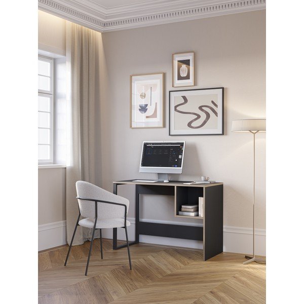 Scrivania con piano nero 50x110 cm Lyly - Marckeric-image-1