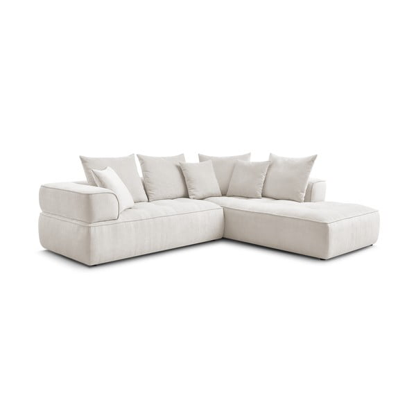 Divano angolare beige (penisola a destra/a L) con rivestimento in ciniglia Whesley – Bobochic Paris-image-3