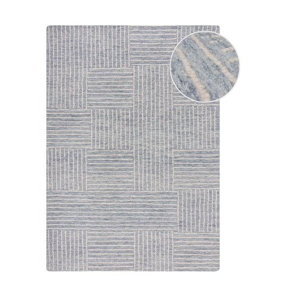 Tappeto in lana blu chiaro tessuto a mano 160x230 cm Memphis Wool - Flair Rugs