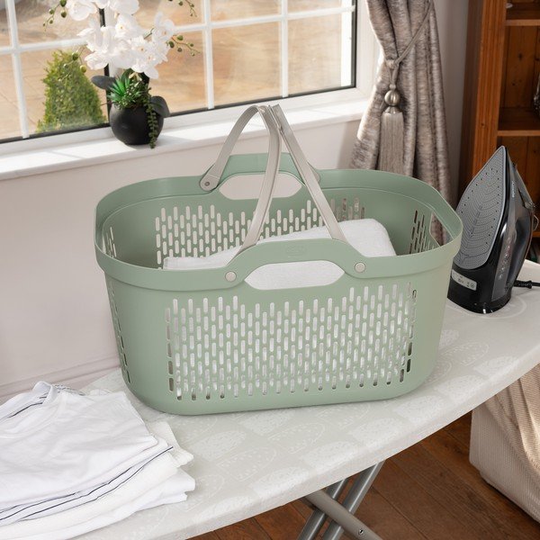 Cesta per il bucato verde chiaro in plastica 45 l – Addis-image-1