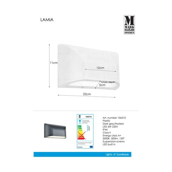 Lampada da parete grigia Nikos - Markslöjd-image-1
