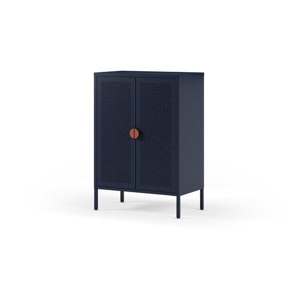 Armadietto blu scuro in metallo 70x100x40 cm Sayla – Marckeric-image-4