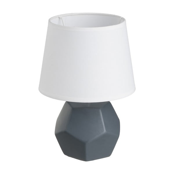 Lampada da tavolo in ceramica antracite con paralume in tessuto (altezza 26 cm) - Casa Selección