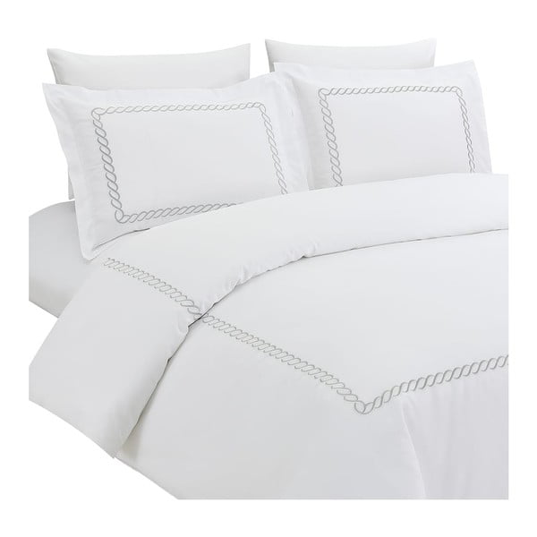 Set copripiumino e federa bianco in raso di cotone per letto singolo con lenzuolo incluso/6 pezzi 140x200 cm Whispered Serenity – Mila Home Luxury-image-2
