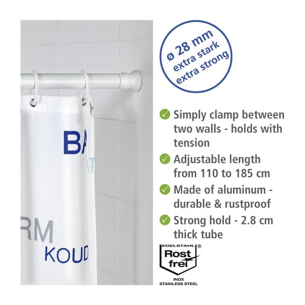 Asta per tenda da doccia color argento lucido 110 - 185 cm – Wenko-image-3