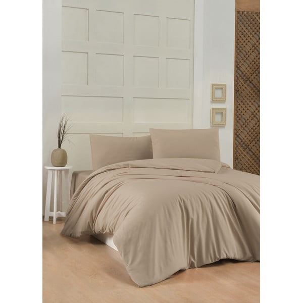 Biancheria da letto beige in cotone per letto matrimoniale 200x200 cm - Mijolnir