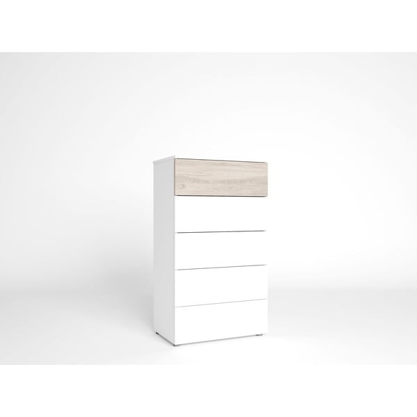 Cassettiera alta bianca in rovere 62x111 cm Sahara - Marckeric-image-2