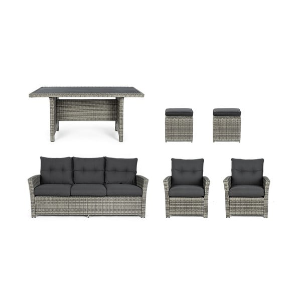 Set di mobili da giardino grigio in rattan artificiale per 6 persone Ariel   – Bizzotto-image-3