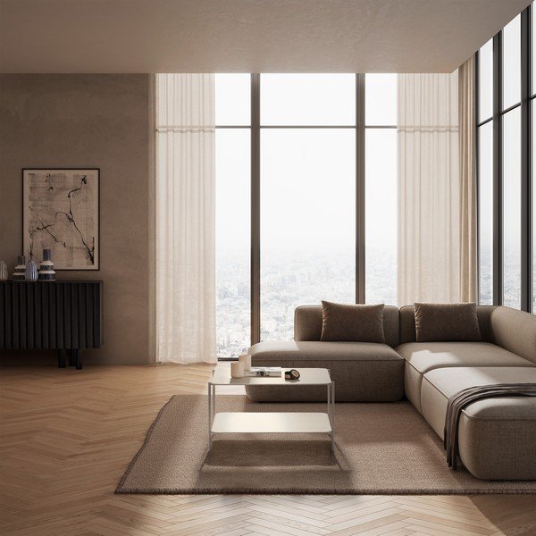 Tavolino da salotto color crema in metallo 70x73 cm Beatrix – MOME-image-1