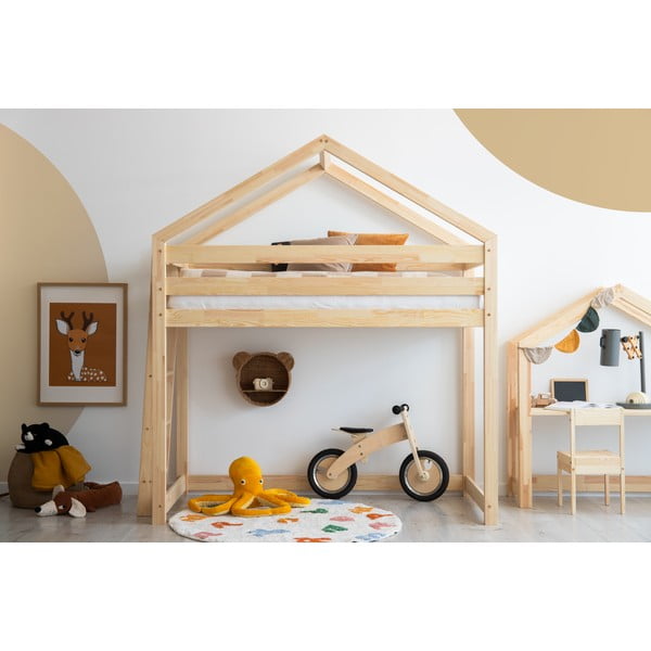 Letto per bambini in legno di pino 80x200 cm in colore naturale Mila DMPBA - Adeko