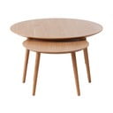 Tavolini rotondi in rovere decorato in colore naturale in set di 2 pezzi ø 88 cm Adda - Unique Furniture