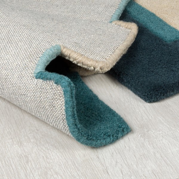 Passatoia blu/beige in lana 60x230 cm Abstract Collage – Flair Rugs-image-3