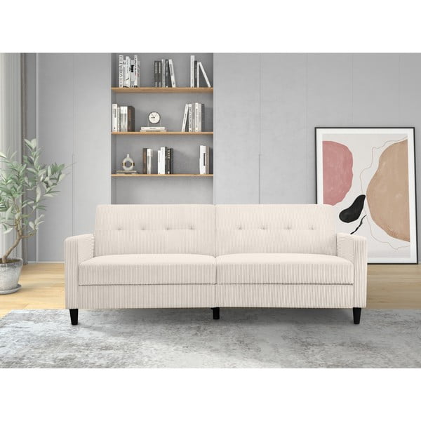 Divano letto in velluto a coste bianco 82 cm Hartford - Støraa-image-1