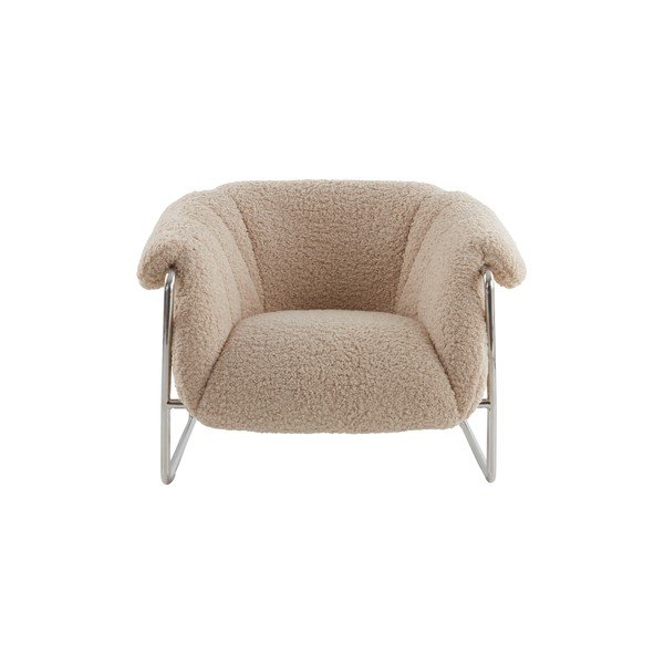 Poltrona beige con rivestimento in pelliccia sintetica Manitoba – Jotex-image-3