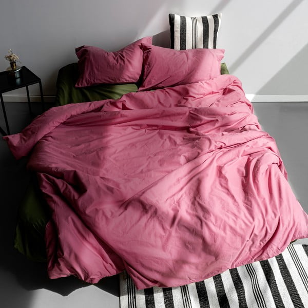 Copripiumino in cotone rosa scuro per letto singolo 140x200 cm Basic - Happy Friday