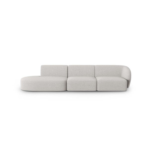 Divano grigio chiaro con penisola a destra con rivestimento in ciniglia 311 cm Paolo – Milo Casa