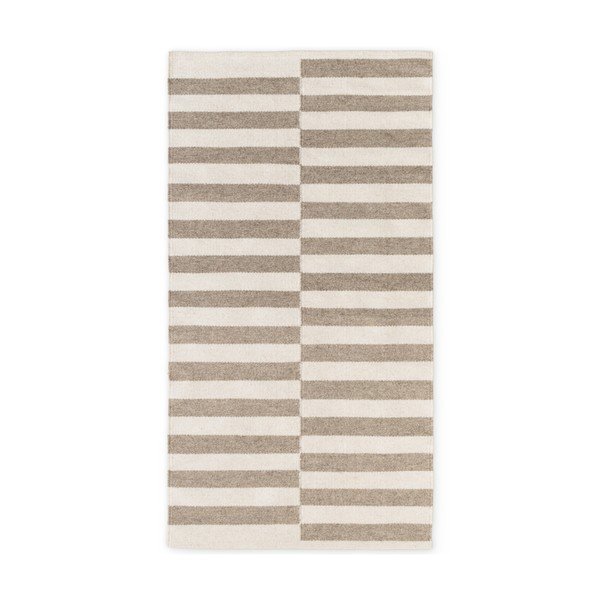 Tappeto bianco/grigio in lana reversibile/tessuto a mano 80x150 cm Vika – Hanse Home