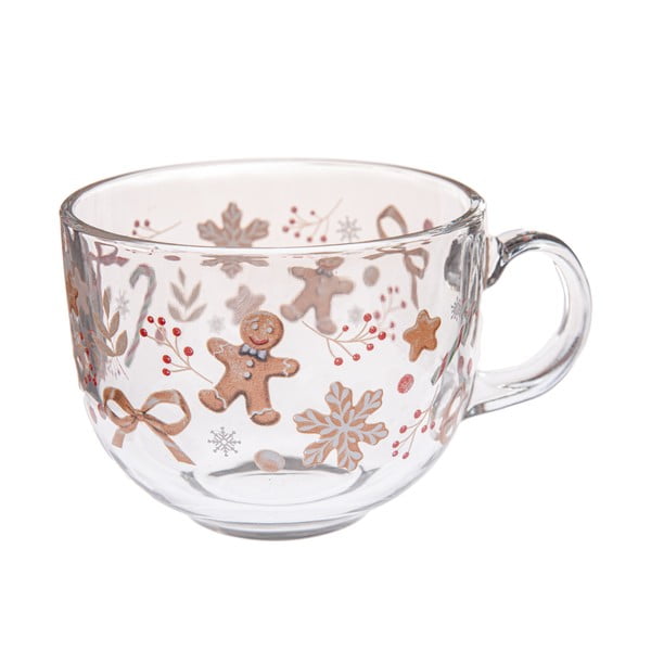 Tazza in vetro a tema natalizio 500 ml Gingerbread – Dakls