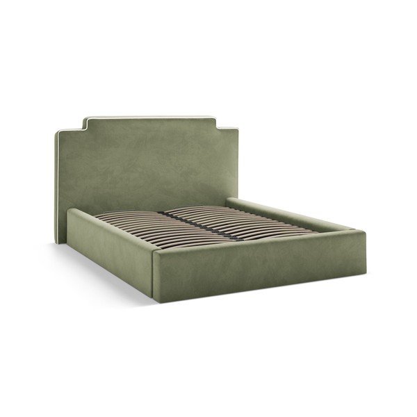 Letto matrimoniale imbottito verde con contenitore con rete inclusa 160x200 cm Princess – Micadoni -image-2