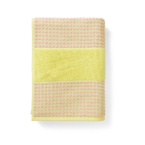 Asciugamano tipo terry giallo e rosa in cotone organico 70x140 cm Check – JUNA