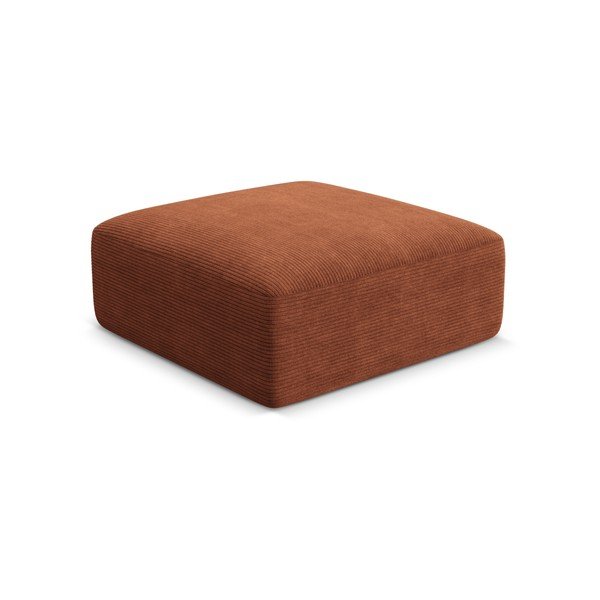 Poggiapiedi color terracotta con rivestimento in velluto a coste Campi – Cosmopolitan Design