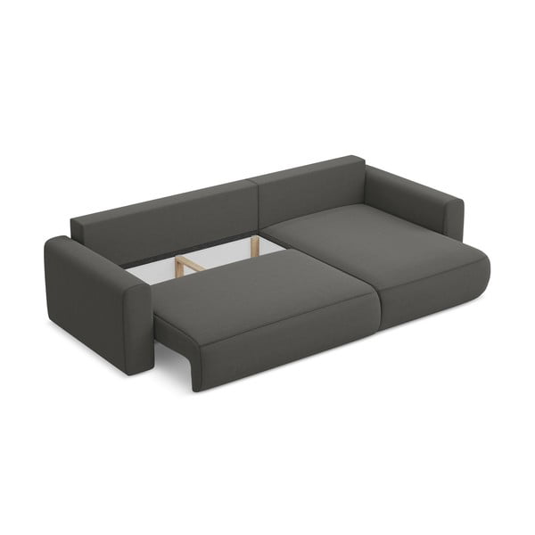 Divano angolare grigio scuro allungabile/con contenitore (con penisola a destra/con chaise lounge) con rivestimento in velluto Kapua – Makamii-image-4