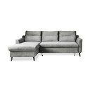 Divano letto angolare in velluto grigio chiaro, angolo sinistro Stylish Stan - Miuform