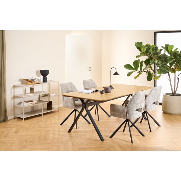 Sedia da pranzo grigio chiaro in imbottito con braccioli Graham – Actona-image-1