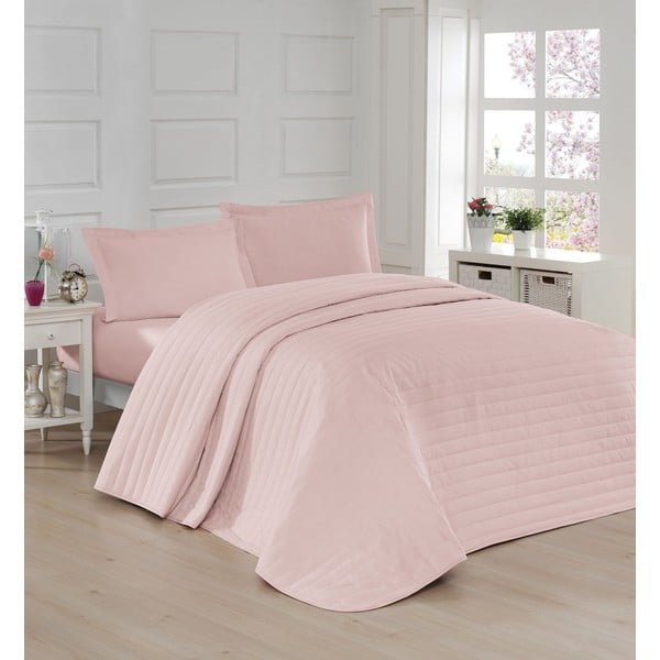 Copriletto trapuntato rosa per letto matrimoniale 220x240 cm Monart - Mijolnir