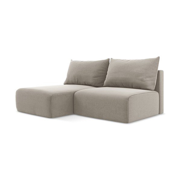 Divano angolare grigio tortora allungabile/con contenitore (con penisola a sinistra/con chaise lounge) con rivestimento in velluto Kalena – Makamii-image-2