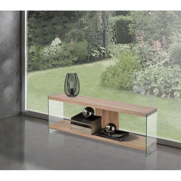 Mobile TV di colore naturale in vetro 120x45x29,5 cm Nancy – Tomasucci-image-1