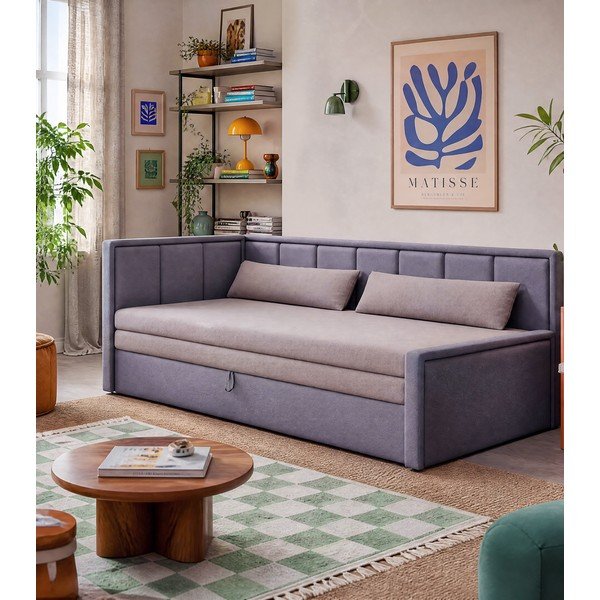Divano rosa allungabile/con contenitore e rivestimento in ciniglia 214 cm Fulgeo – ELTAP-image-4