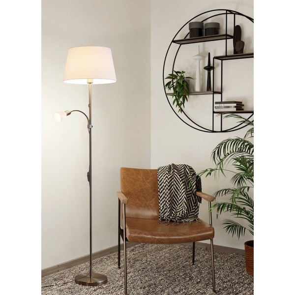 Lampada da terra grigia con paralume in vetro/con paralume in tessuto (altezza totale 170 cm) CONESA – EGLO-image-2